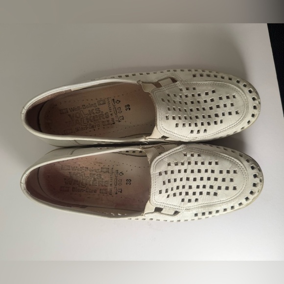 Volks Walkers Shoes Women's EUR 38/7.5-8 White Leathr PerferatedComfort Europian - Picture 4 of 5